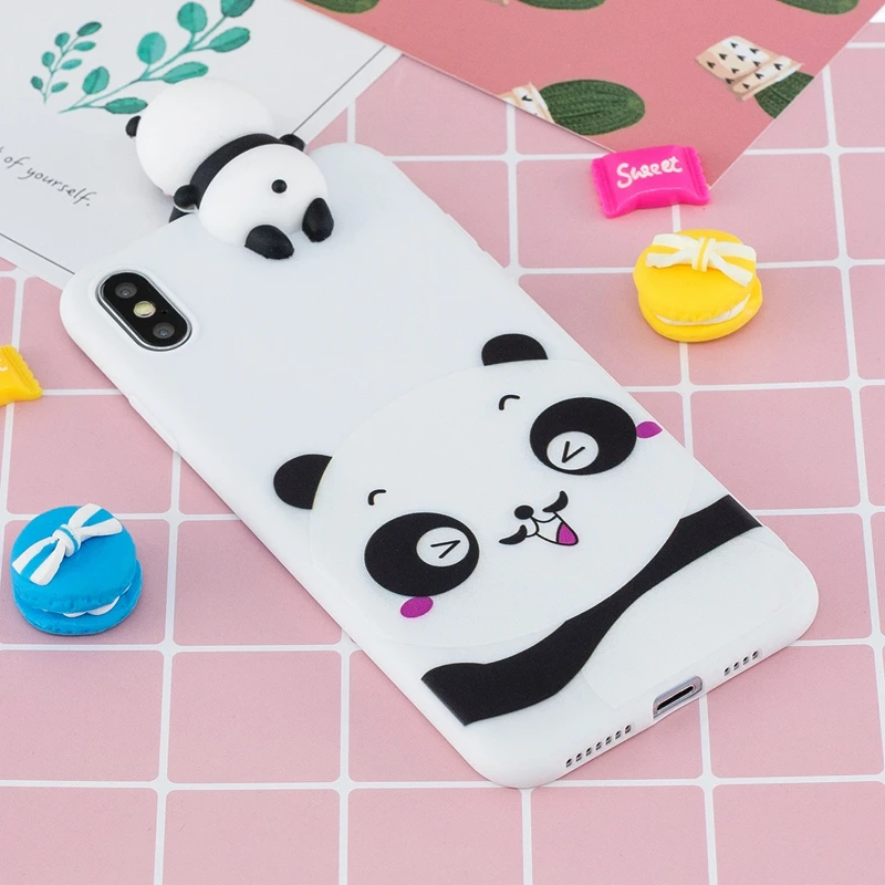 Чехол для Apple iPhone X чехол XS с 3D рисунком панды единорога задняя крышка XR Max корпус |