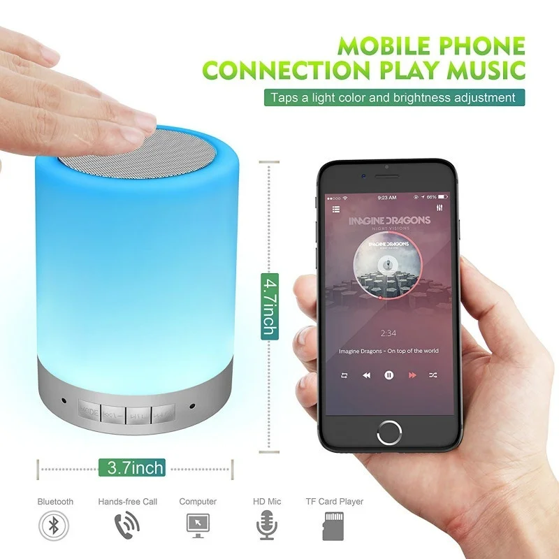 Красочный Светодиодный свет Bluetooth Динамик Смарт Bluetooth Портативный Беспроводной сабвуфер динамик для iPhone Android MP3 автомобиль на открытом воздухе