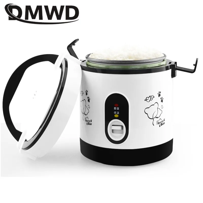 DMWD 1.2L портативная мини-рисоварка, маленькая двухслойная Пароварка, многофункциональная кастрюля для приготовления пищи, электрическая изоляционная нагревательная плита 1-2 EU