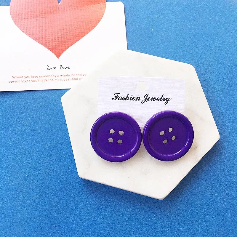 Модные серьги гвоздики в стиле Харадзюку карамельных цветов женские круглые