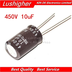 10 шт. 450V10UF 13*21 мм 10 мкФ 450V 13x21 мм Алюминий электролитический конденсатор с алюминиевой крышкой, DIP