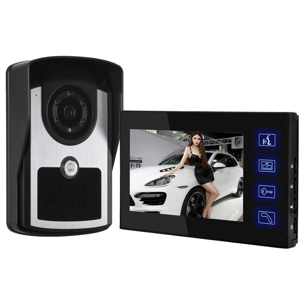 7 inch Color Video Door Phone Intercom Doorbell System Kit IR Camera Home Security Monitor