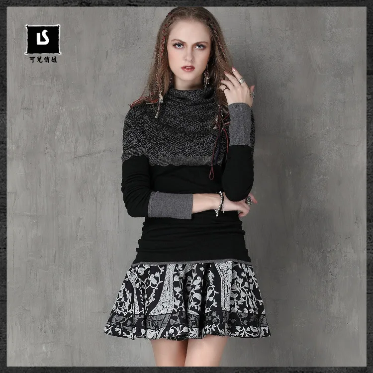 В Новая зимняя одежда 2017 Тонкий ретро жаккард вязаный свитер Blusa Inverno feminino