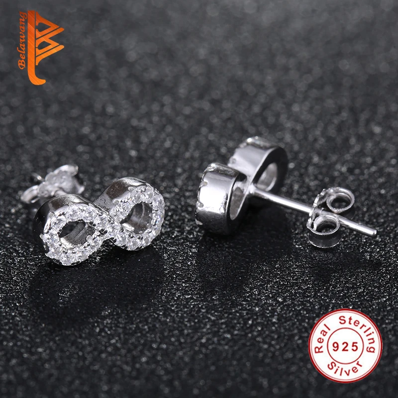 Женские серьги-гвоздики из серебра 100% пробы с фианитами | Украшения и аксессуары