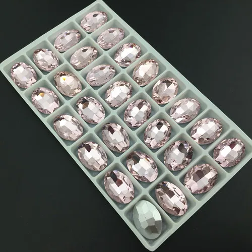 Овальные Стразы 4x6,6x8,8x10,10x14,13x18,18x25,20x30 мм все Цвета Pointback стеклянные прозрачные кристаллы DIY одежды пошив одежды - Цвет: pink