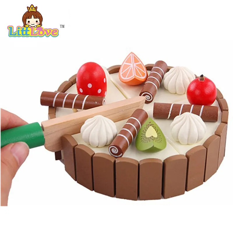 Деревянные детские кухонные игрушки LittLove ролевая игра режущий торт для детей