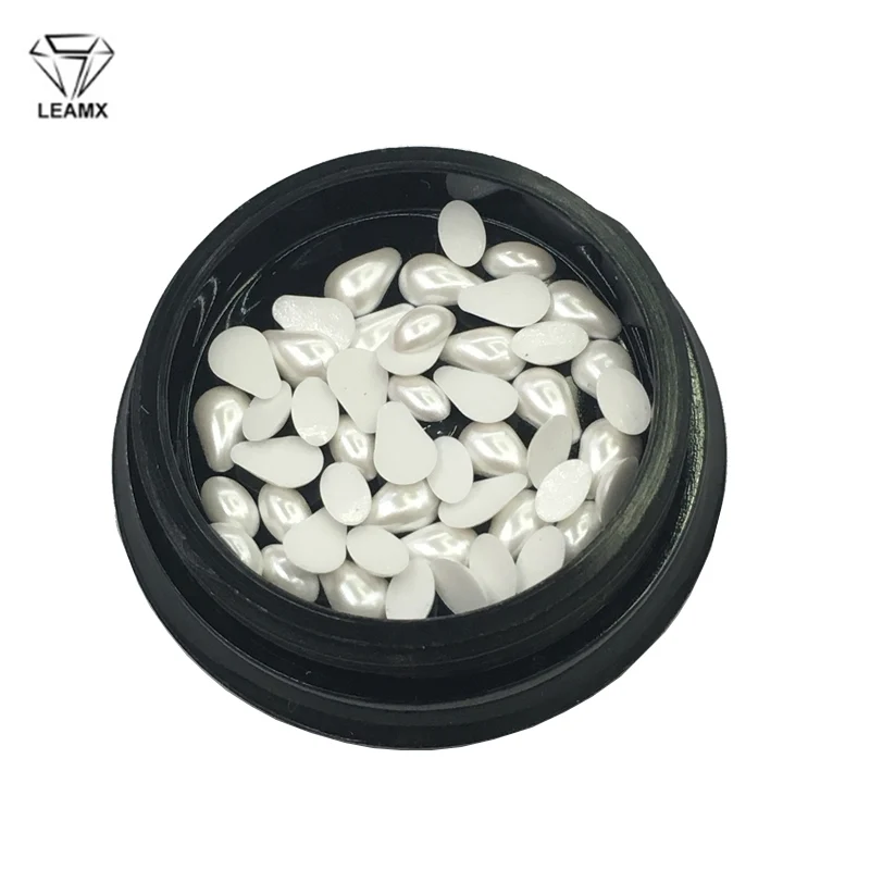 white Leamx 50 шт./кор. жемчужина в форме капли нейл-арта украшения 3D Белый/AB жемчужиной камень бусины для дизайна ногтей лак аксессуары для украшения L454 - Цвет: white