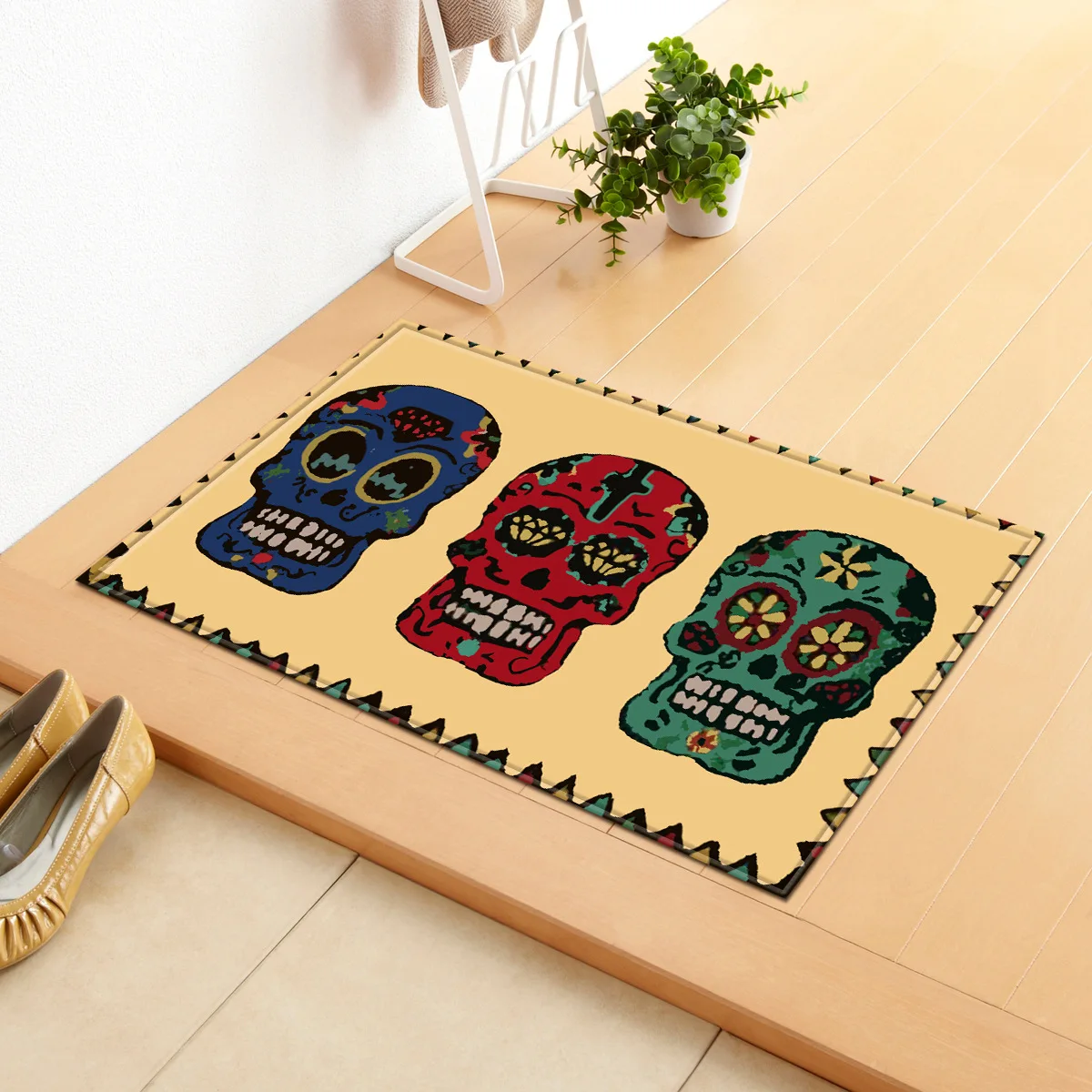 Skull 05 Zeegle Skull Printed Doormat Office Chair Floor Mats Hallway Rugs Anti-slip Bathroom Mats Kitchen Carpet Bedroom Bedside Rugs - Цвет: Skull 05