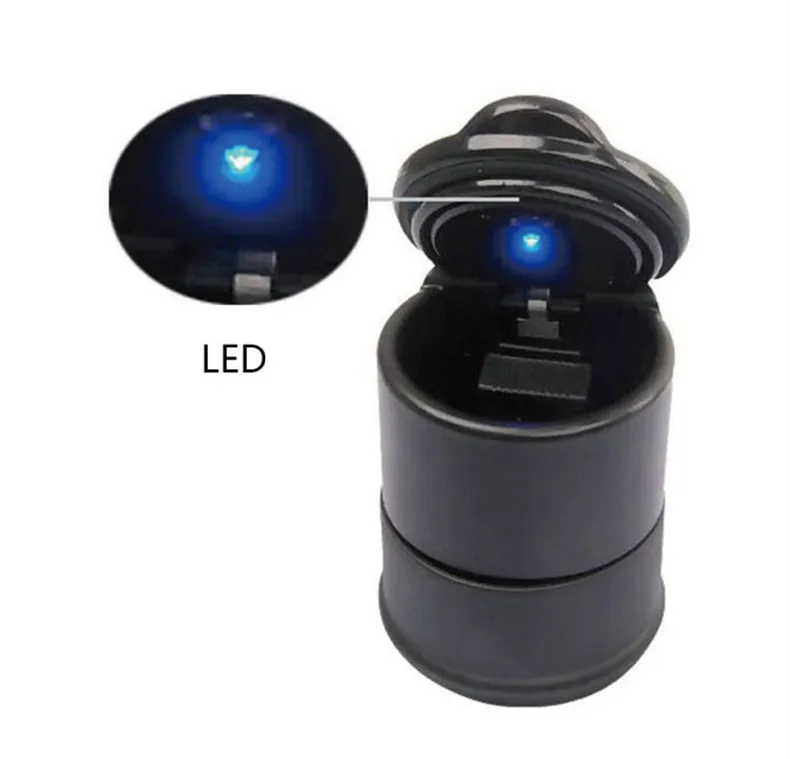 Черный цвет Автомобильный светодиодный светильник пепельница для сигарет авто