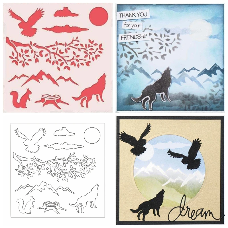 

6x6in Wild Scene Plastic Draw Stencil For DIY Scrapbooking Decorative Embossing DIY Card Craft Plastic Templates Draw Sheets