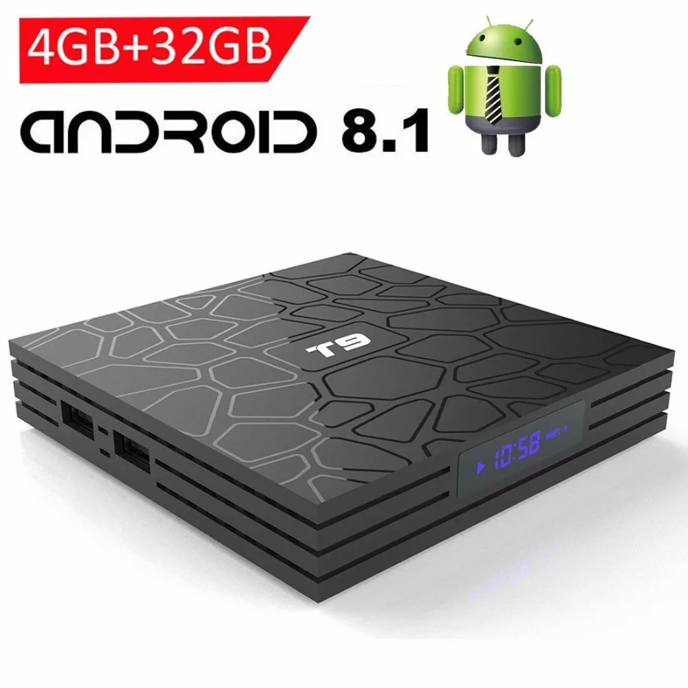 

ТВ-приставка T9 на Android 2020, 4 + 64 ГБ, 2,4 ГГц/5 ГГц, Wi-Fi