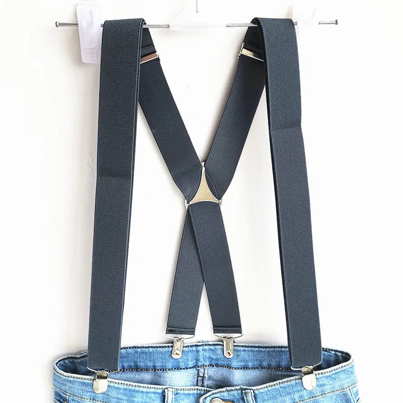 BD054-L, XL, XXLsize, темно-серый цвет, мужские подтяжки, 3,5 см, ширина, регулируемые эластичные х Задние зажимы на брюках, подтяжки для мужчин и женщин