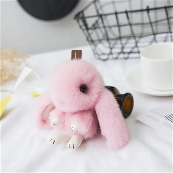 Pink Новинка, плюшевый брелок из меха норки, дамская сумка, брелок для ключей от автомобиля, разноцветная кукла, брелок для ключей, подарок для ювелирных изделий - Цвет: Pink