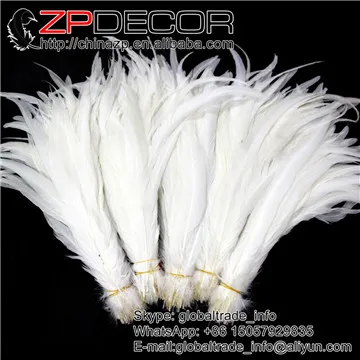 ZPDECOR 100 шт./лот 35-40 см(14-16 дюймов) настоящая оптом белоснежные перья петуха для карнавала головной убор танцевальные костюмы - Цвет: Snow white