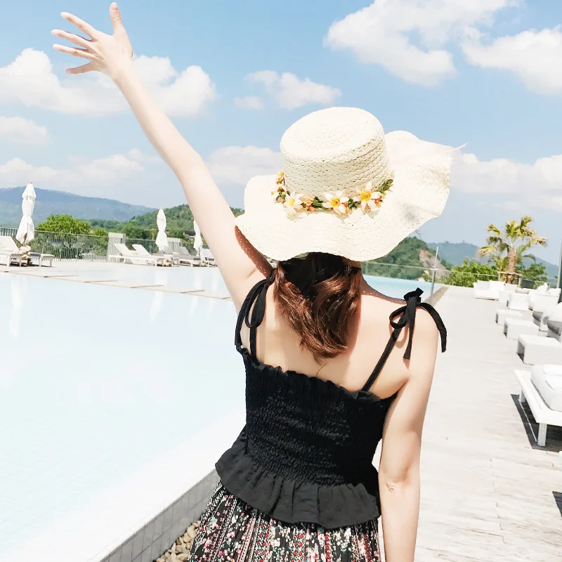 Женская милая шифоновая майка и топ на тонких бретельках черный желтый белый