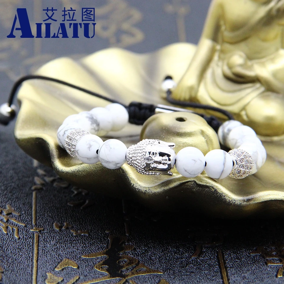Ailatu религиозные украшения оптом 10 шт./лот 8 мм белый мраморный камень Howlite с