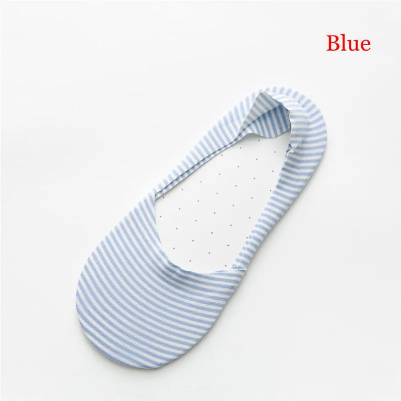 blue 1 пара женских Модных невидимых нескользящих носков ярких цветов повседневные хлопковые дышащие носки-башмачки короткие Чулочные изделия в полоску - Цвет: blue