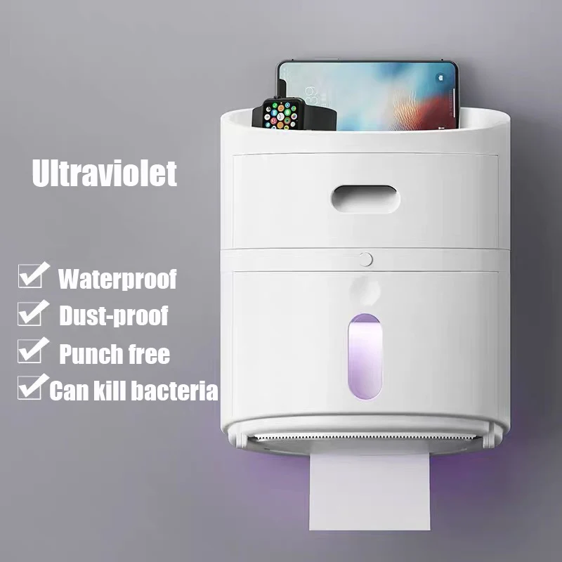 UV White GUNOT уф стерилизация держатель туалетной бумаги портативный гигиенический бумажный диспенсер ящик для хранения для ванной комнаты товары для дома, ванной - Цвет: UV White