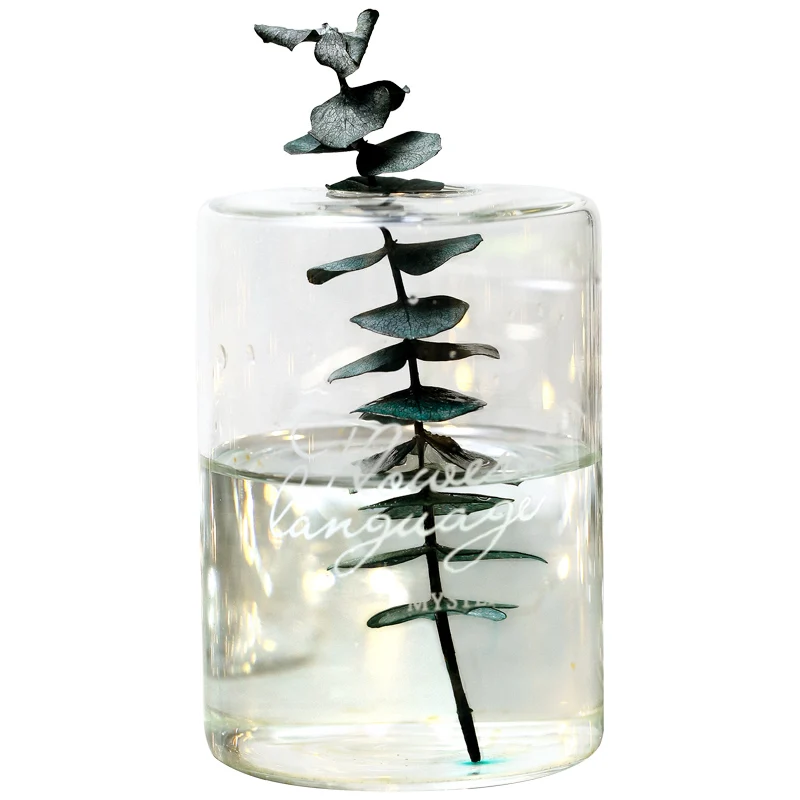 Европейская стеклянная ваза прозрачная прямая цилиндрическая гидропонная