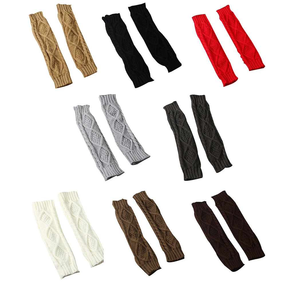 Women Autumn Winter Knit Gloves Arm Wrist Sleeve Warmer Girls Rhombus Long Half Winter Mittens 30*8CM
