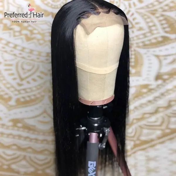 Natural Color Предпочитаемые прозрачные парики шнурка бразильские Remy Прямые Лайм зеленый 13x6 парик фронта шнурка желтый Омбре человеческие волосы парики для женщин - Цвет: Natural Color