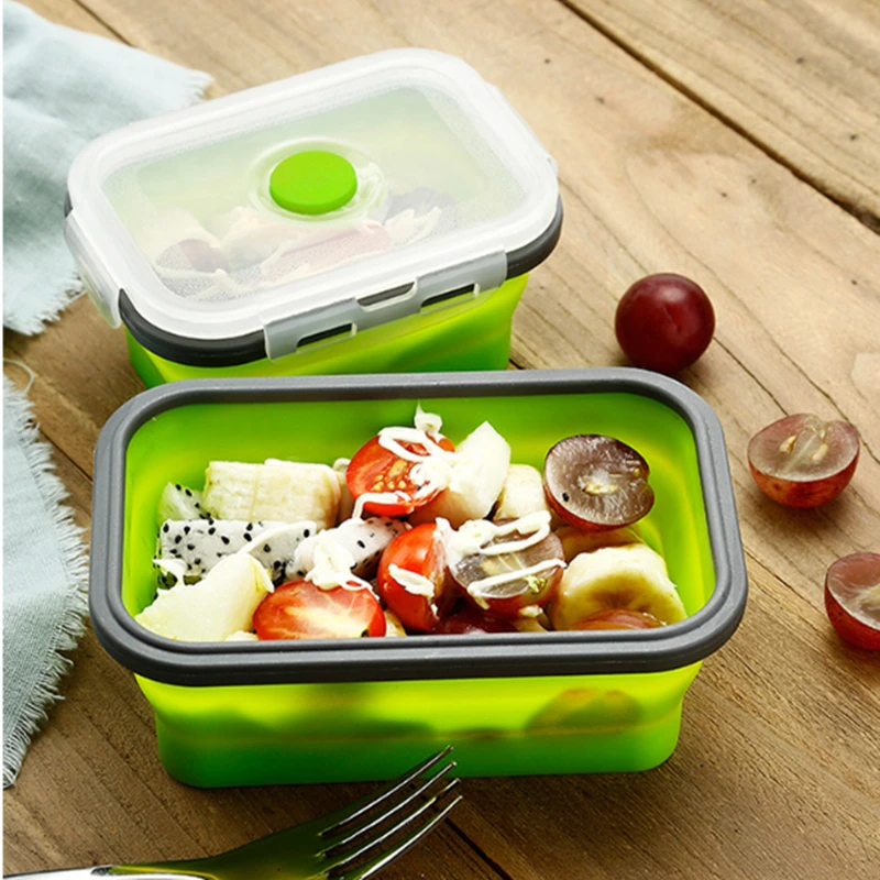 Силиконовая складная Bento силиконовая коробка для ленча коробка для еды контейнеры для хранения продуктов сохранения свежести для микроволновой печи посудомоечной машины безопасный