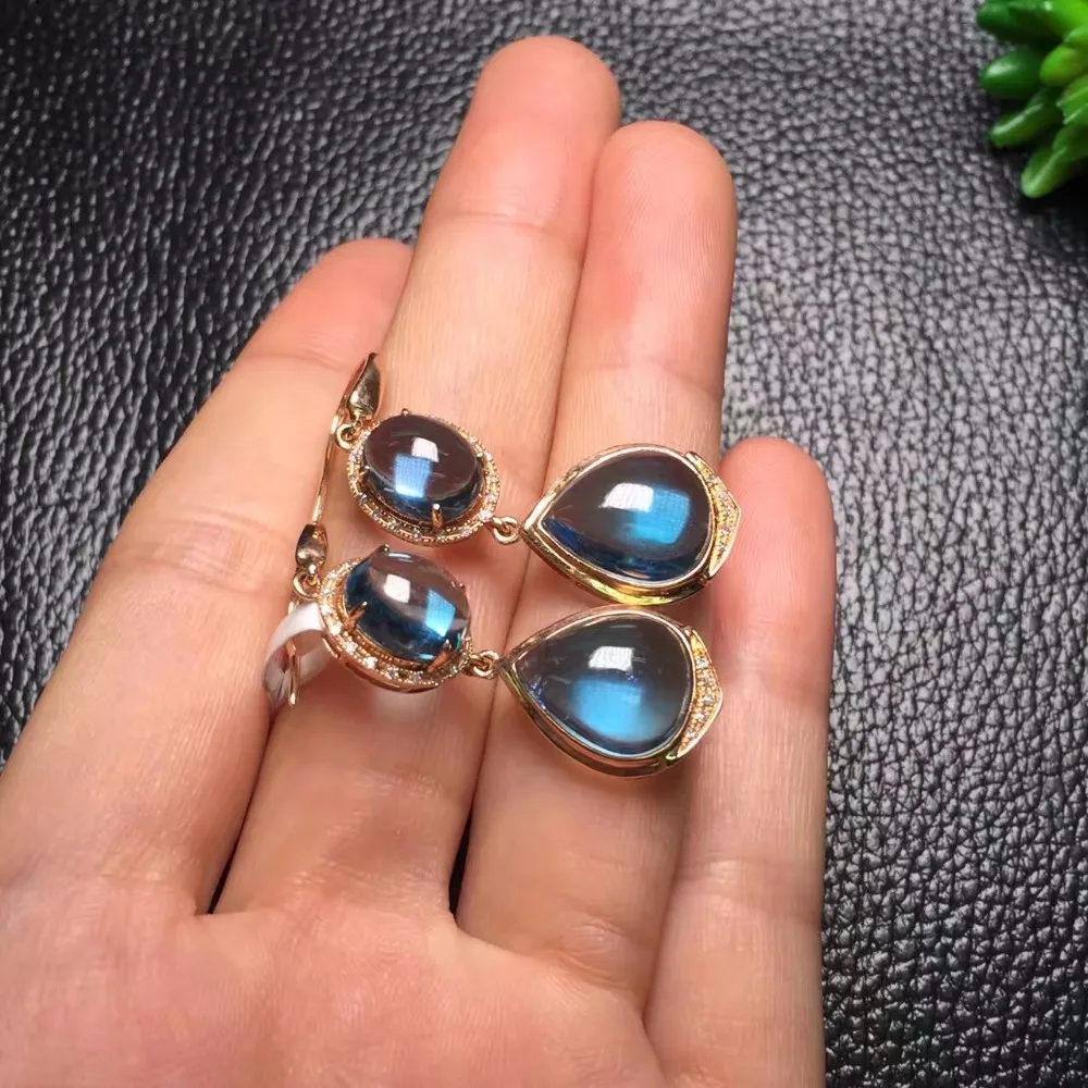 Женские серьги подвески из настоящего розового золота 18 К с 100% натуральным