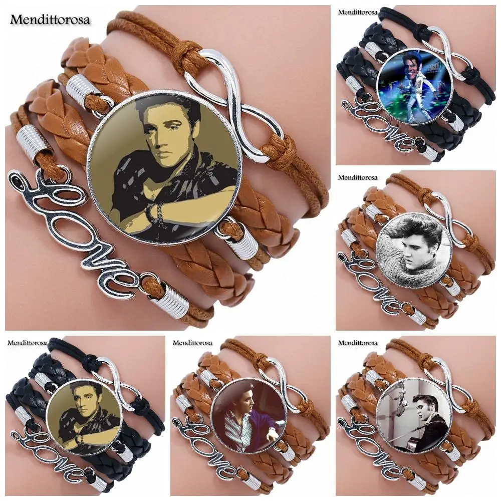 Многослойный кожаный браслет Elvis Presley для женщин и девушек Ювелирное Украшение со