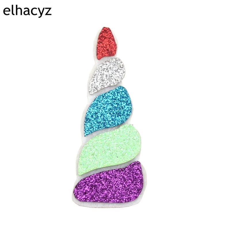 

4pcs/lot NEW 3" Glitter Leather Cute Felt Rainbow Kids Girls Birthday Cake Horse Horn Trendy DIY Hair Accessories For Women
