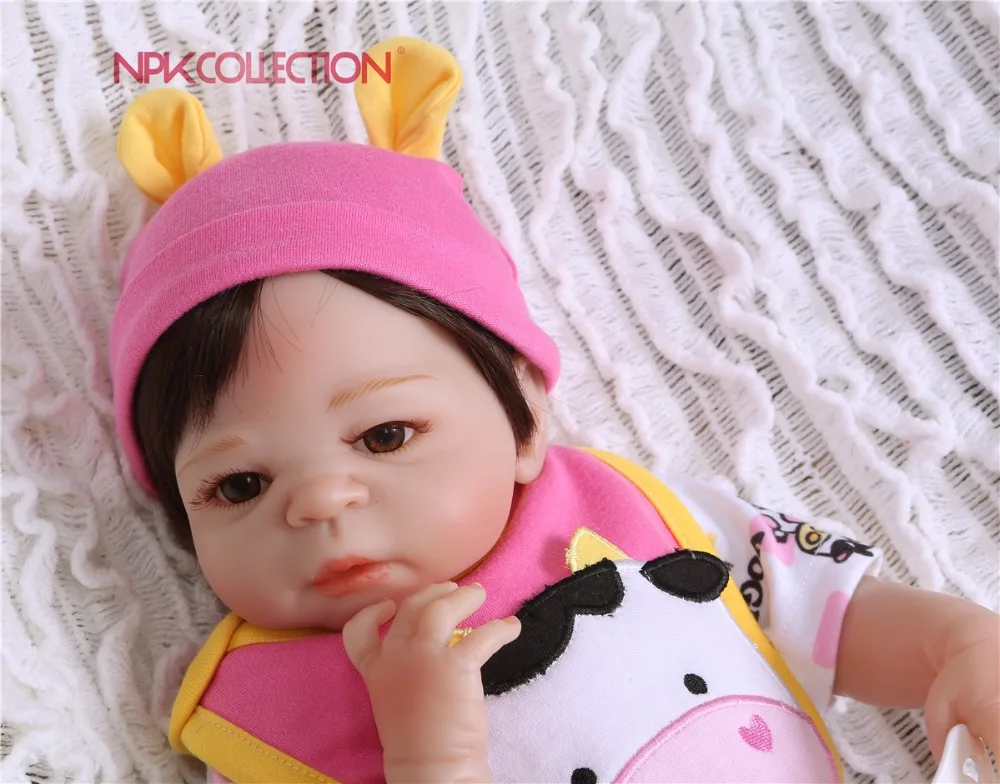 NPK 19 дюймов 46 см милый Кот кукла реборн маленькая полный силиконовые Bebes Reborn девушка кукла Boneca модные куклы для девочек Подарки На Рождество