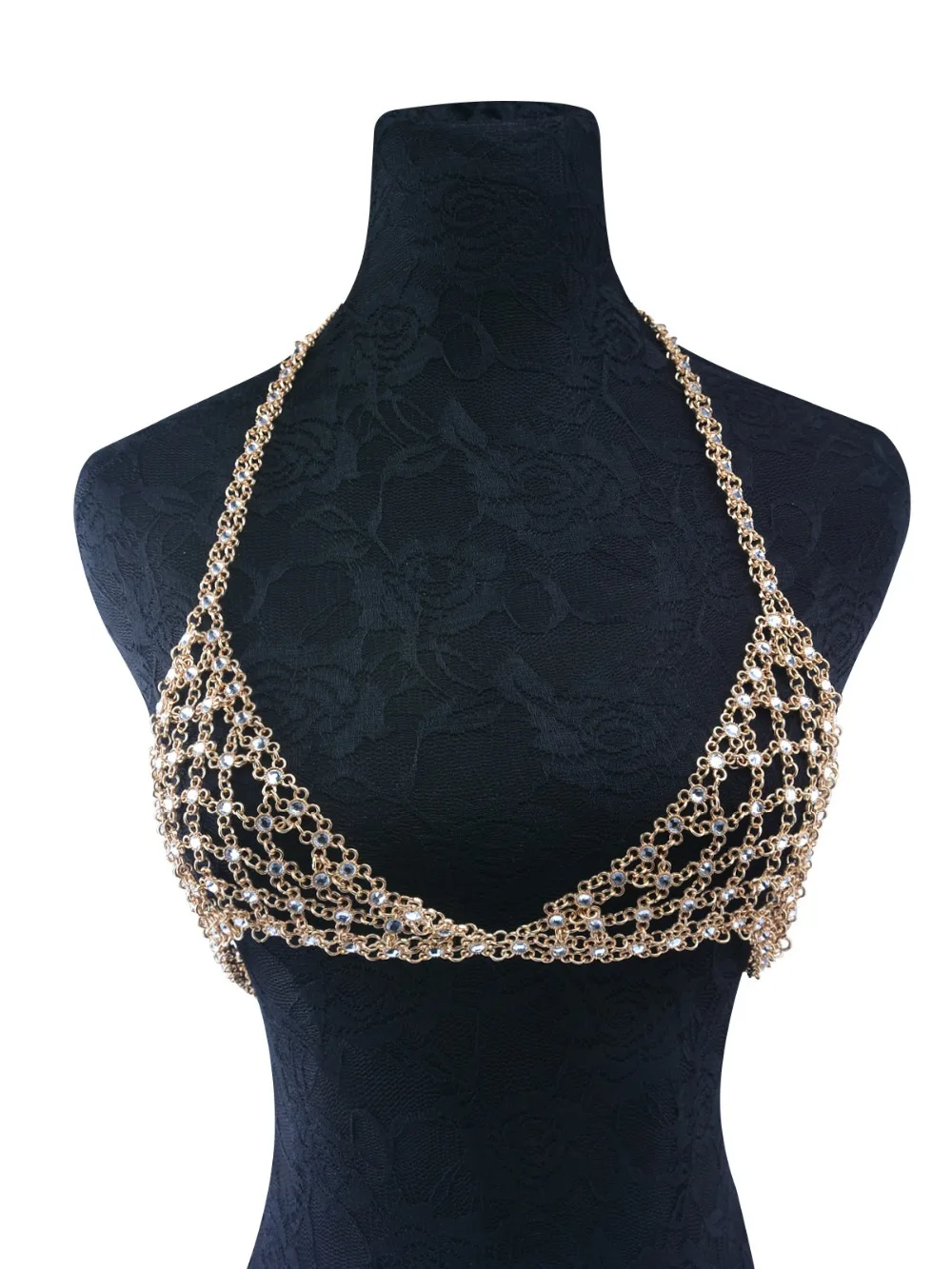 Женский яркий бюстгальтер в стиле бохо золотистого/серебристого цвета