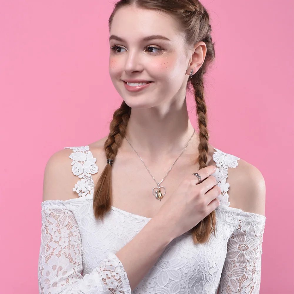Подвеска с котом Kpop Love Heart подвеска-котенок и ожерелье из стерлингового серебра 925