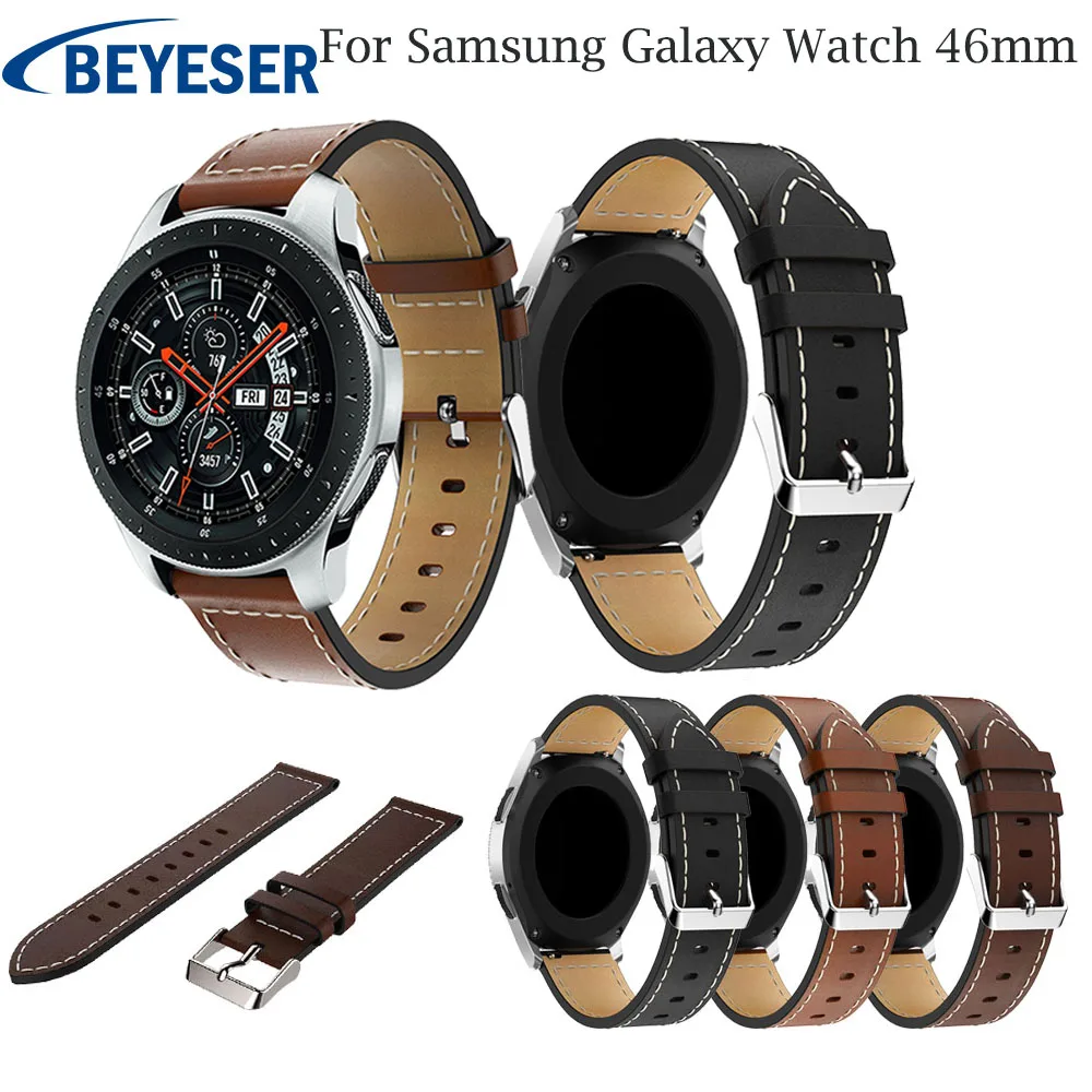 Ремешок кожаный для Samsung Galaxy Watch 46 мм спортивный умный Браслет Для S3 Frontier Classic 22