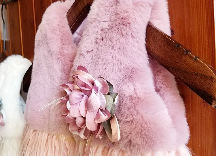 Patchwork Faux Fur furry Waistcoat Thick Coat Flowers Casual Outwear Kids Girl Stylish Fur Vest Baby Girl Winter Warm Clothes