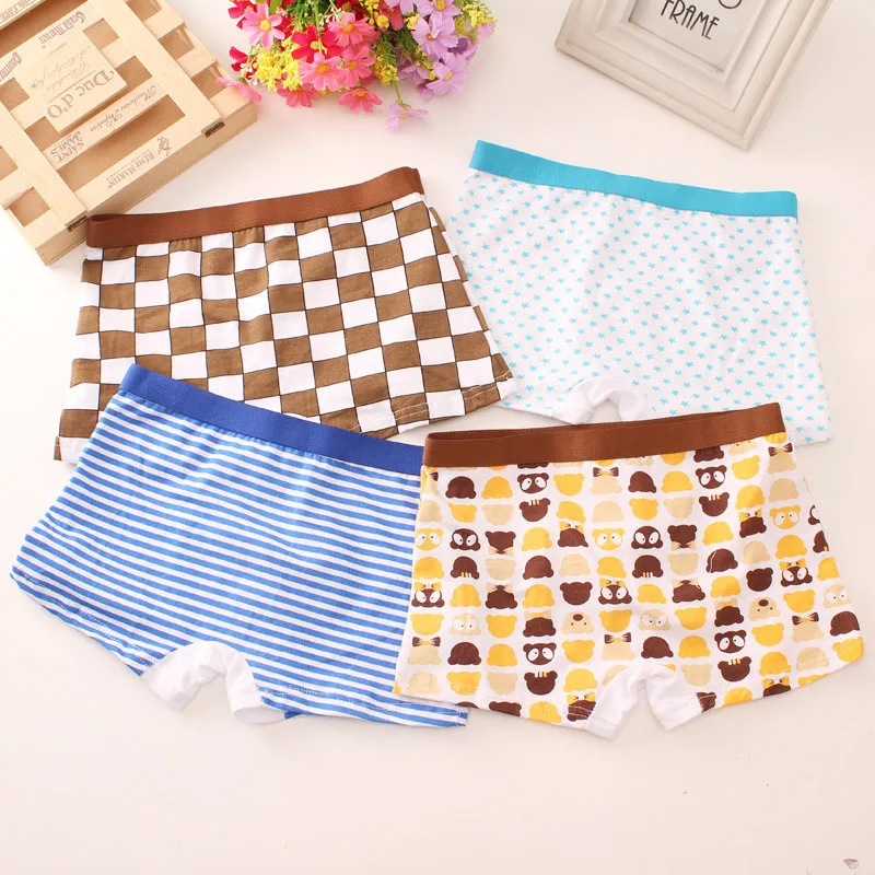 4 шт./партия нижнее белье с милым медведем для мальчиков мягкие дышащие детские
