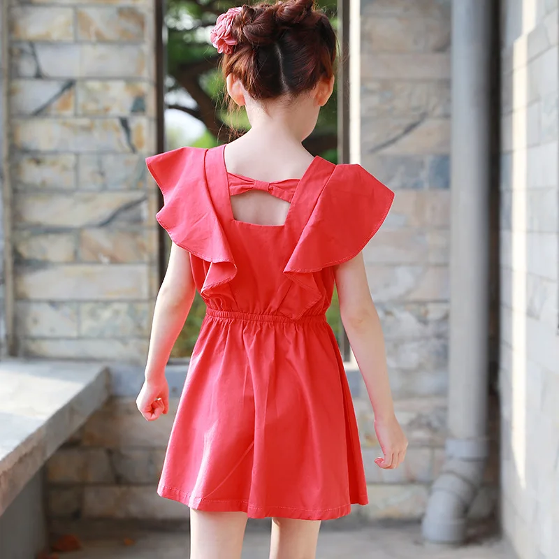 Хлопковое красное платье принцессы для девочек от 3 до 15 лет нарядные