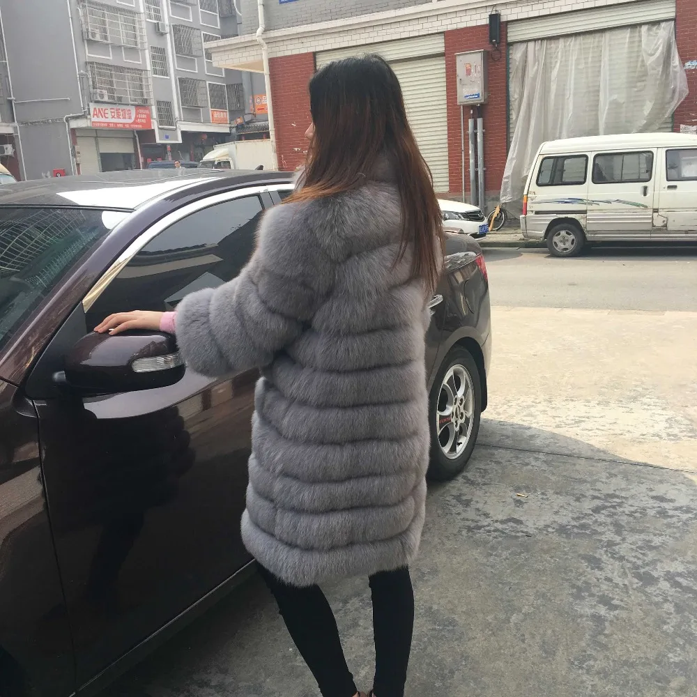 Настоящее Новое Брендовое пальто из лисьего меха, зимняя теплая одежда, модный стиль, Настоящее натуральное пальто из лисьего меха для женщин, большая рекламная акция размера плюс