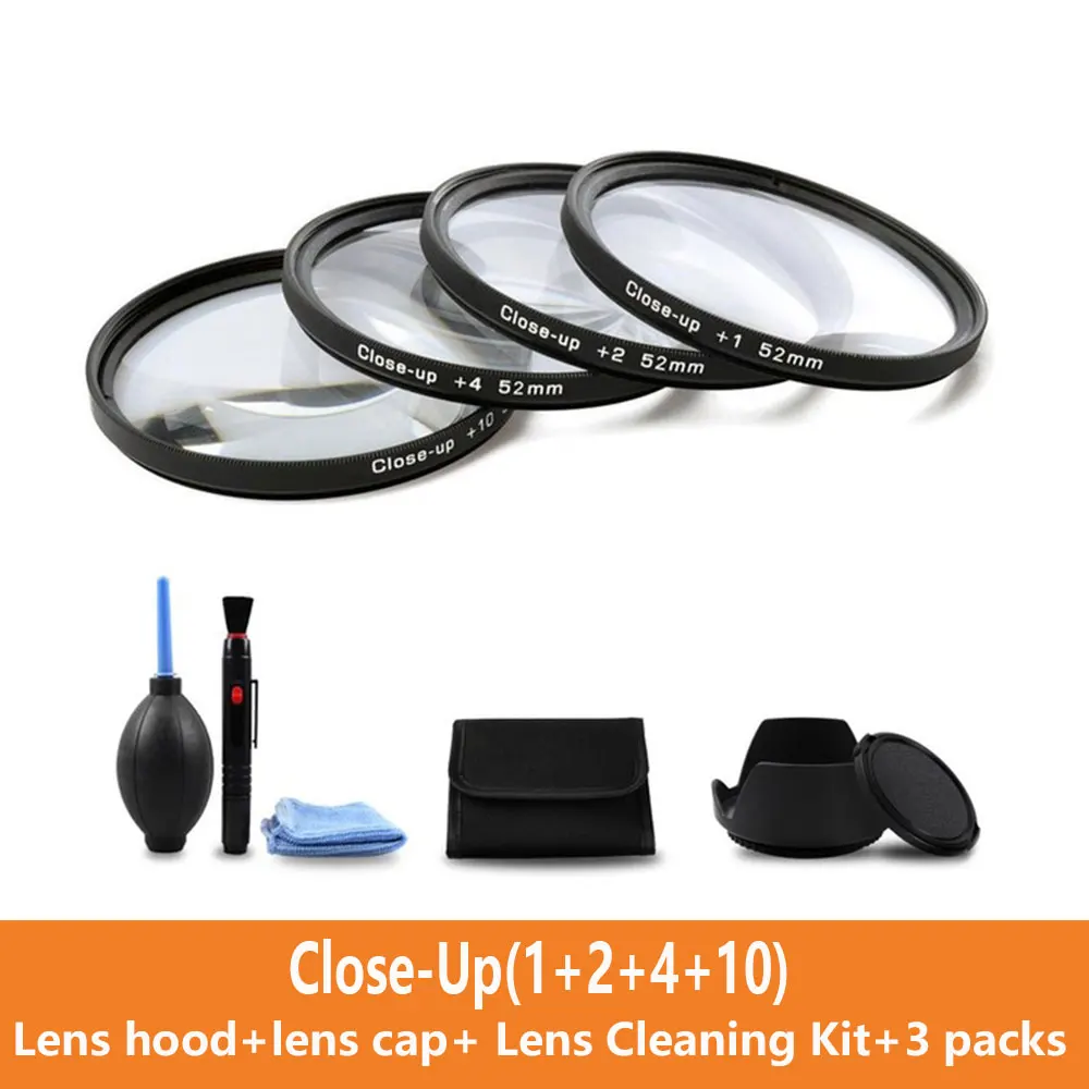 49 52 55 58 62 67 72 77 мм Макро-фильтр+ 1+ 2+ 4+ 10 комплект+ UV CPL FLD+ ND2 4 8 фильтр объектива камеры+ бленда для Canon Nikon sony