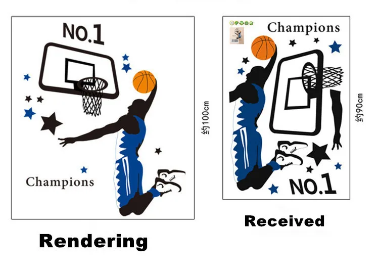 Топ 90*110 см модная спортивная Наклейка на стену тему баскетбола обои NBAl Dunk