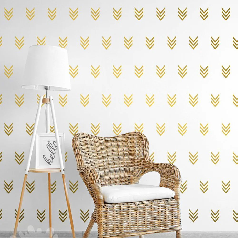 Геометрическая Современная наклейка со стрелками золотые тройные стрелы
