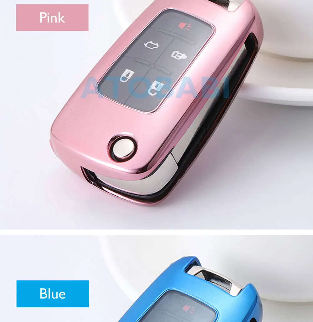 TPU Car Key Case For Chevrolet Camaro Cruze Equinox Impala Malibu GMC Terrain Buick LaCrosse Folding Remote Fob Protector Cover