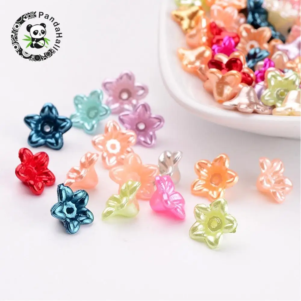 

Imitated Pearl Acrylic Beads, Dyed, Flower, 10x5mm, Hole: 1mm