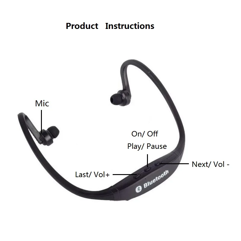 RBAYSALE S9 Bluetooth Беспроводной спортивные наушники красочные С микрофоном работает