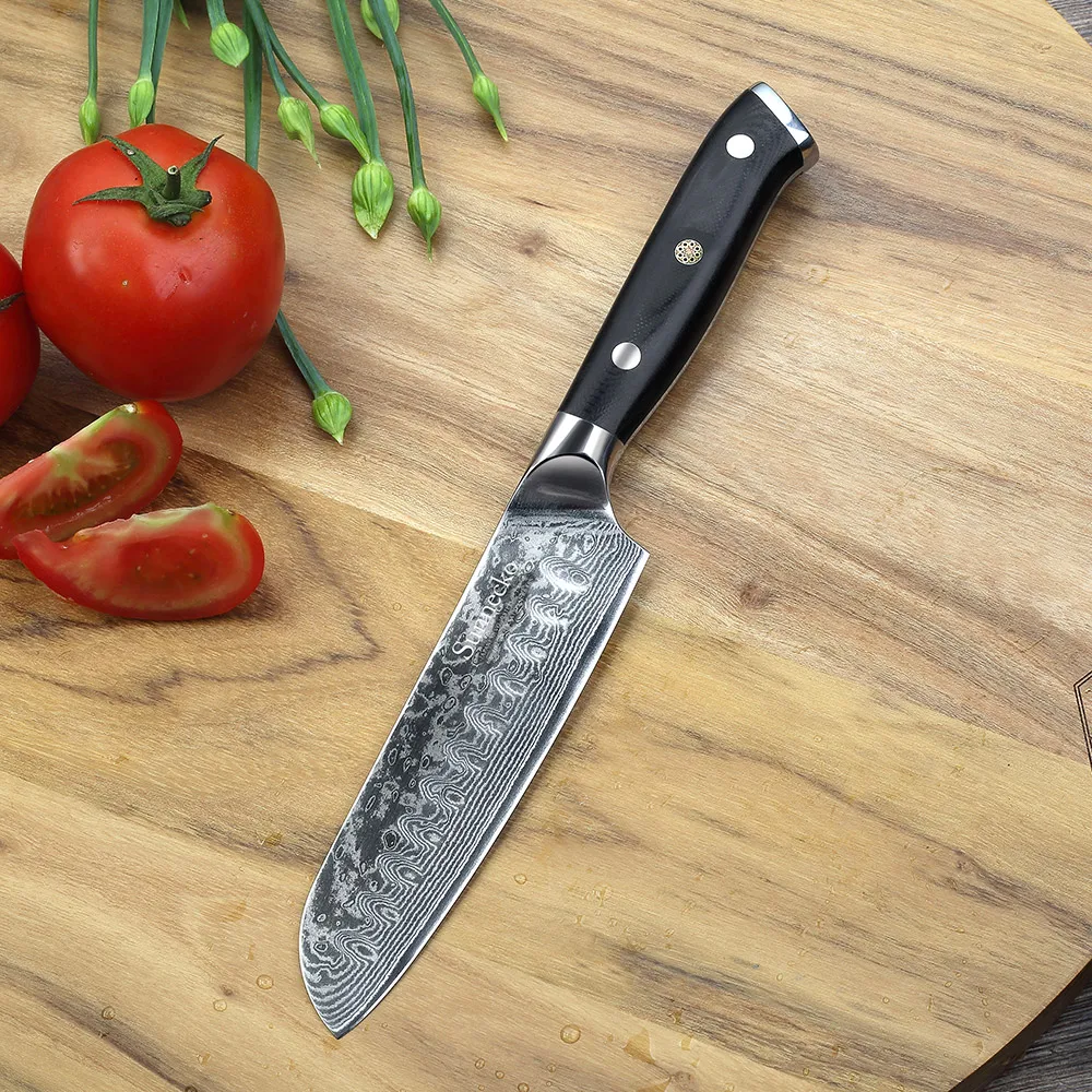 SUNNECKO 5 дюймовый кухонный нож Santoku японский Damscus VG10 острое стальное лезвие бритвы G10