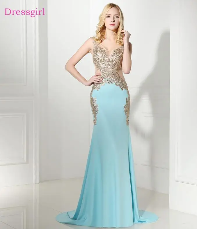same as the photo Бирюзовые Выпускные платья Русалка See Through Appliques бисерные элегантные длинные женские Выпускные платья вечерние платья Robe De Soiree - Цвет: same as the photo