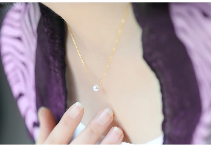 NYMPH 18K желтое золото ожерелье с подвеской жемчужное Ювелирное Украшение 8-9 мм круглый настоящий пресноводный жемчуг Свадебная вечеринка для женщин X308