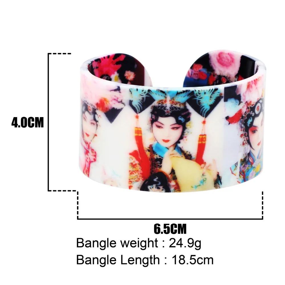 Bonsny Plastic Chinese Peking Opera Actress Bangles Bracelets Fashion Ethnic Craft Jewelry For Women Girls Ladies Souvenir Gift | Украшения