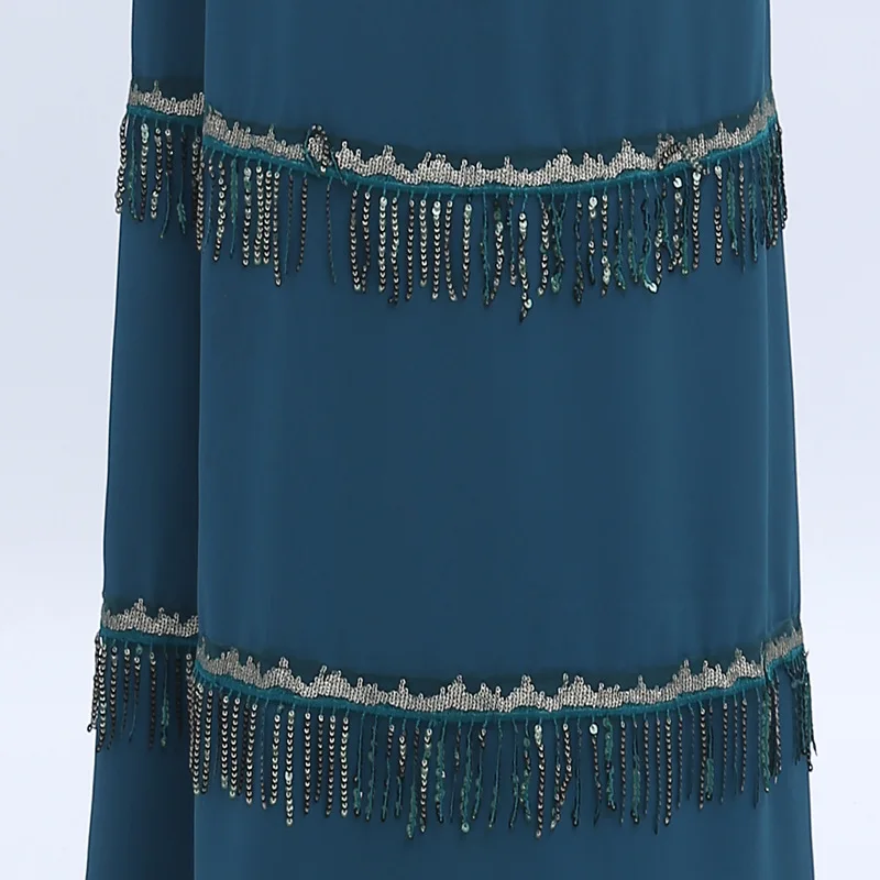 Кимоно с блестками и кисточками Абая кафтан ислам мусульманское платье абаи