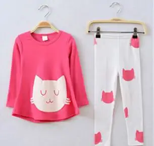 Комплект одежды для девочек симпатичная одежда с изображением кота