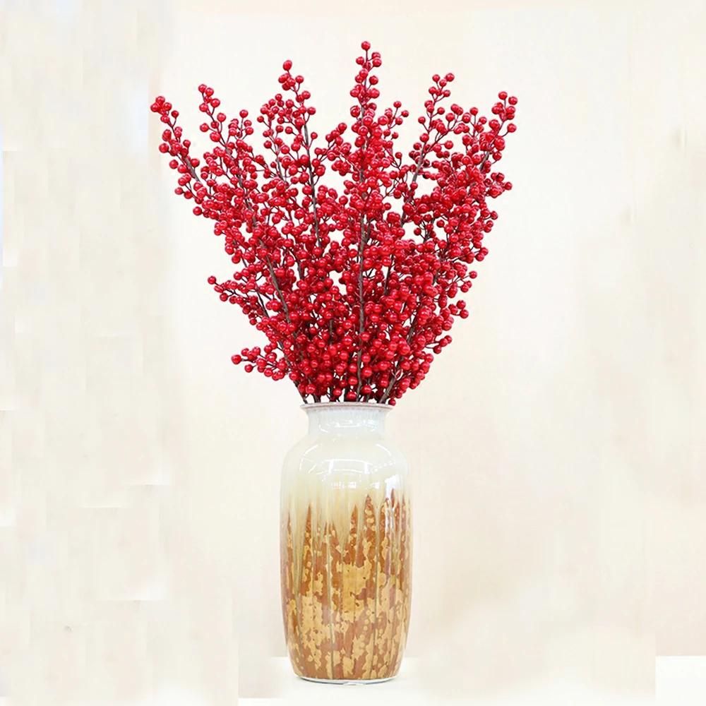 

4pcs artificial flowers artificial red Rich berry&artificial Rich Fruit Plant Berries for home decoration